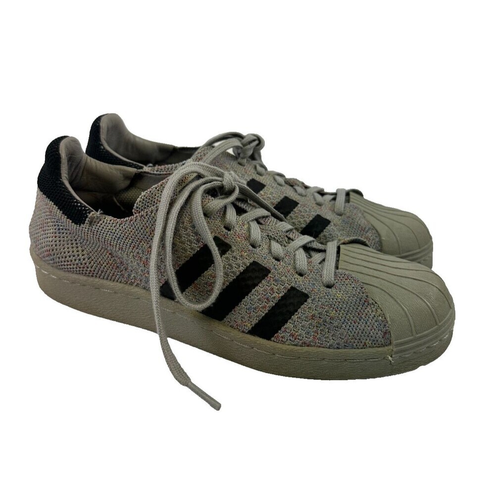 Adidas Superstar 80s Primeknit Sneaker Solid Grey Lace Up S75843 Mens 7 Womens 8